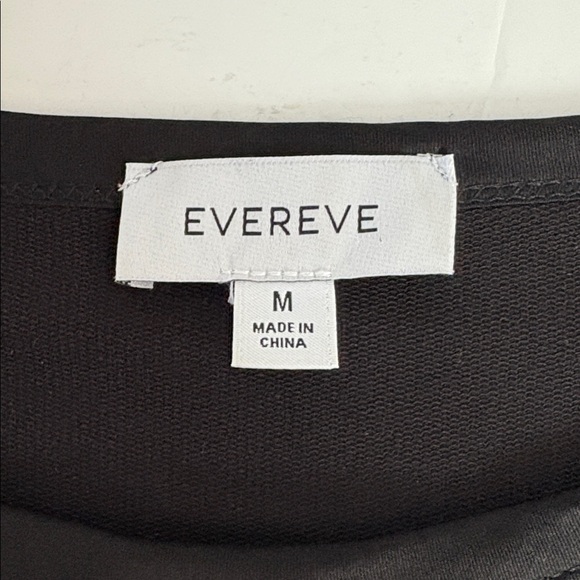 Evereve Amelia black shift dress cap sleeve crew neckline satin w knit contrast - Picture 14 of 16